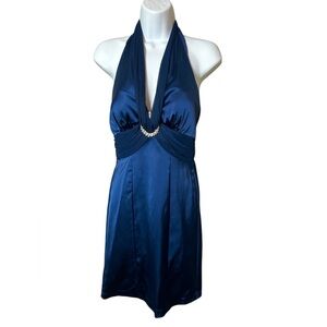 Betsy & Adam By Linda Bernell Navy Blue A-Line Cocktail Dress Womenโs Size 6